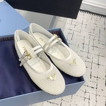 Prada Mesh fabric ballerinas flat White 2025 1F915N (KER-250424109)