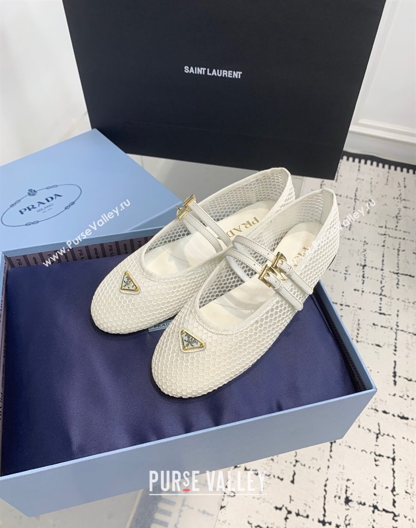 Prada Mesh fabric ballerinas flat White 2025 1F915N (KER-250424109)