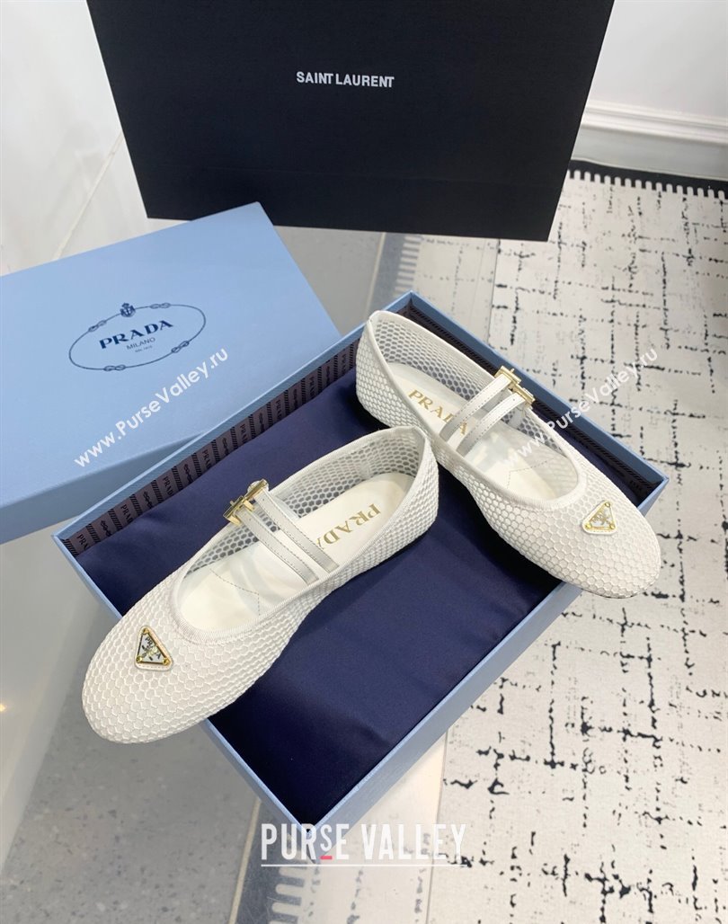 Prada Mesh fabric ballerinas flat White 2025 1F915N (KER-250424109)