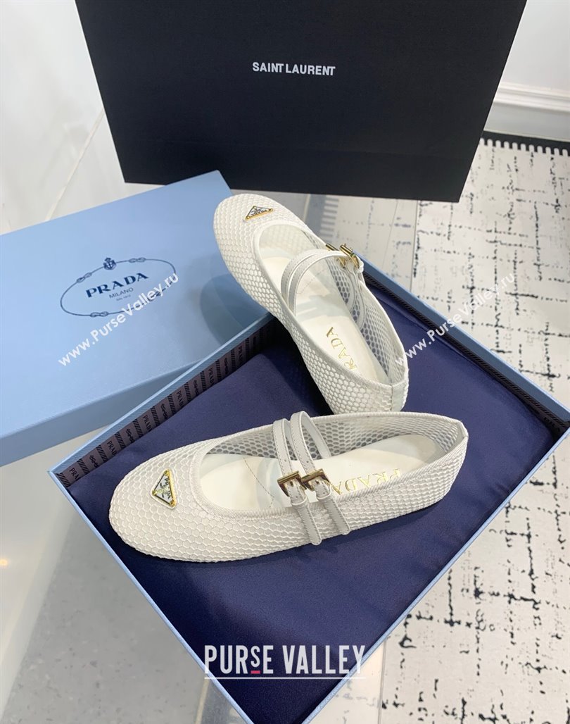 Prada Mesh fabric ballerinas flat White 2025 1F915N (KER-250424109)