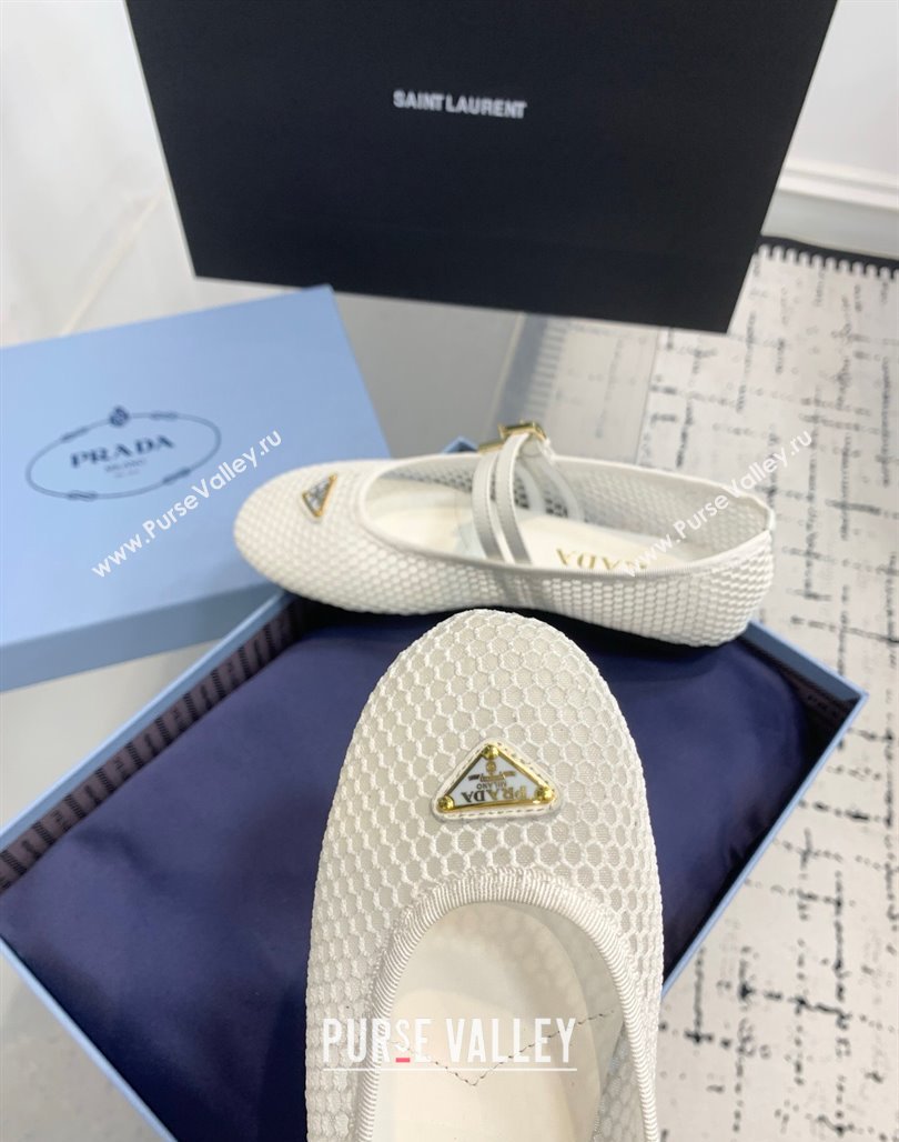 Prada Mesh fabric ballerinas flat White 2025 1F915N (KER-250424109)