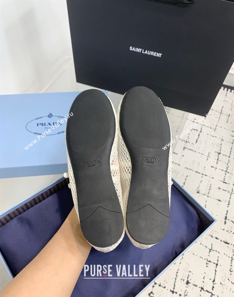Prada Mesh fabric ballerinas flat White 2025 1F915N (KER-250424109)