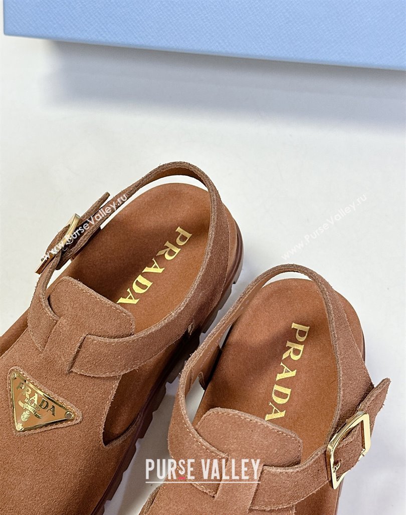 Prada Suede Open Back Shoes Brown 2025 PR042402 (MD-250424111)