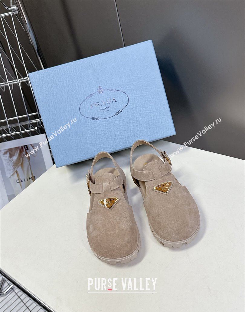 Prada Suede Open Back Shoes Beige 2025 PR042402 (MD-250424112)