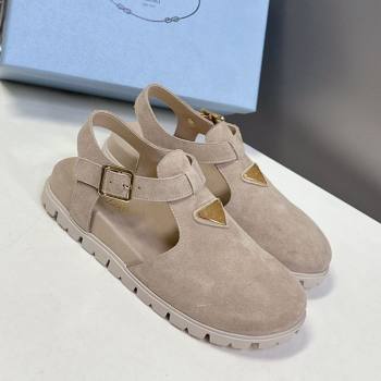 Prada Suede Open Back Shoes Beige 2025 PR042402 (MD-250424112)