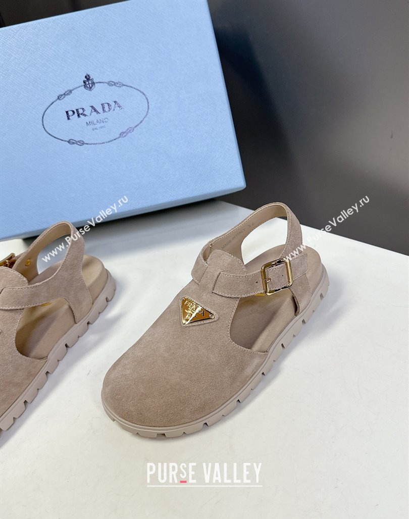 Prada Suede Open Back Shoes Beige 2025 PR042402 (MD-250424112)