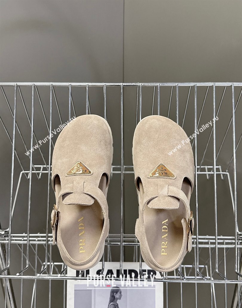 Prada Suede Open Back Shoes Beige 2025 PR042402 (MD-250424112)