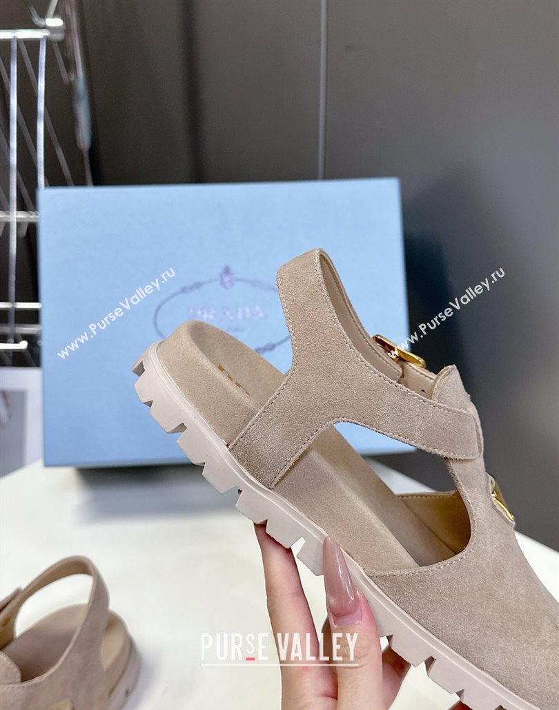 Prada Suede Open Back Shoes Beige 2025 PR042402 (MD-250424112)
