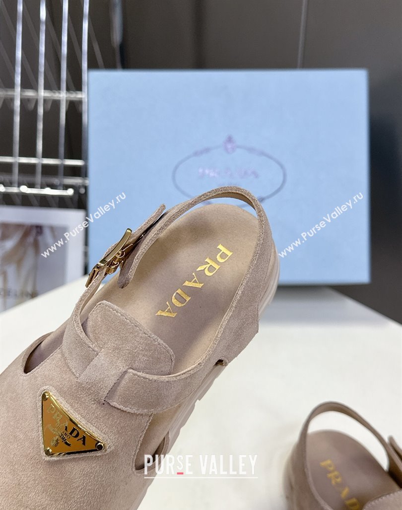 Prada Suede Open Back Shoes Beige 2025 PR042402 (MD-250424112)