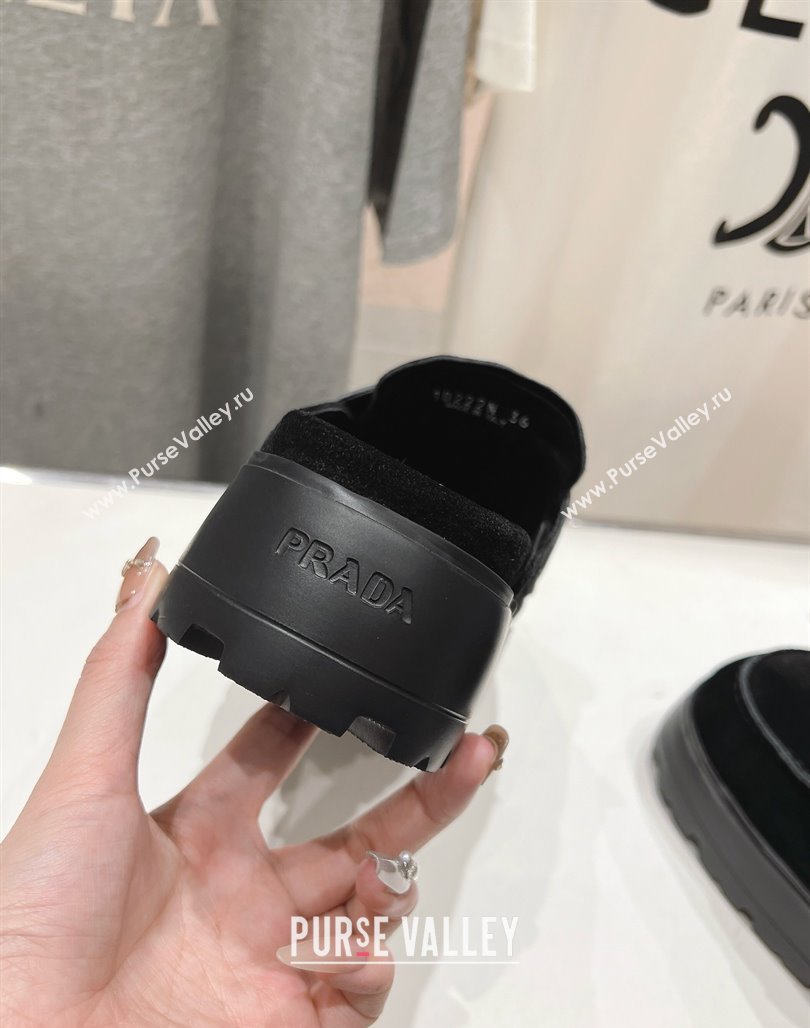 Prada Suede Platform Mules Black 2025 1XZ778 (MD-250424086)