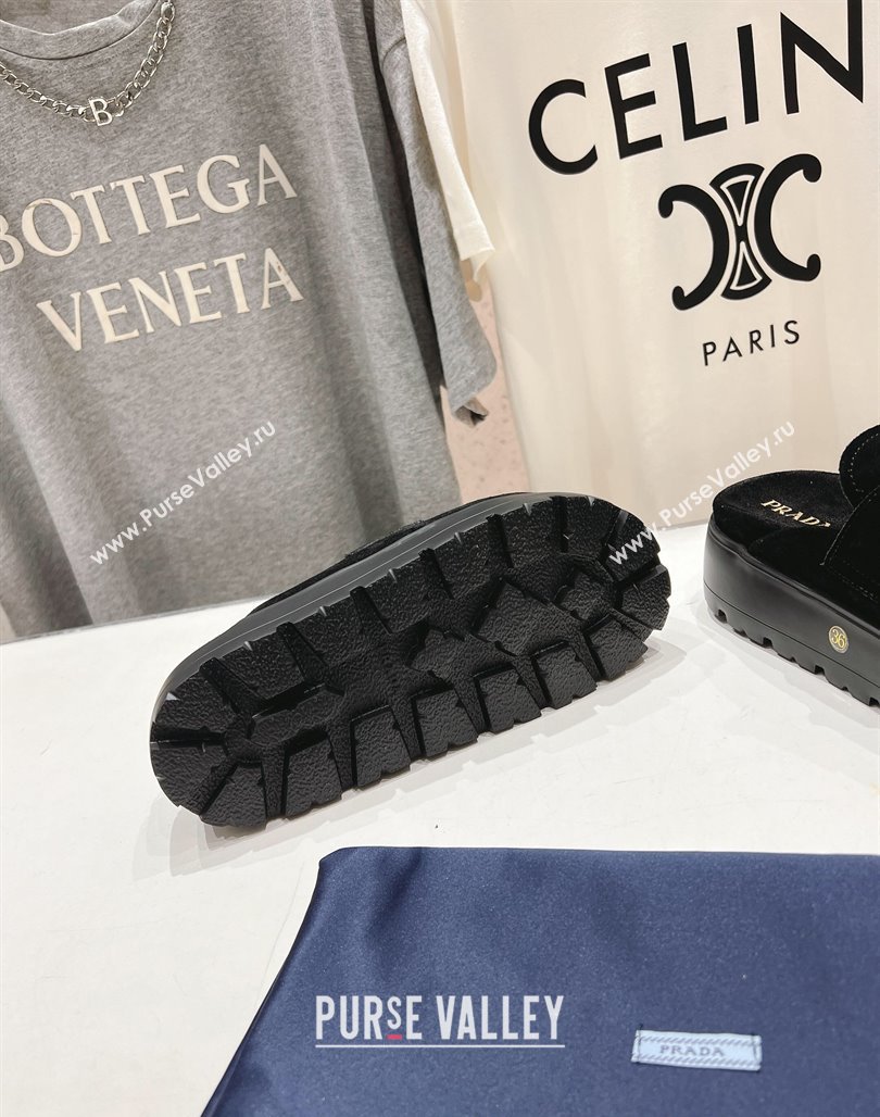Prada Suede Platform Mules Black 2025 1XZ778 (MD-250424086)