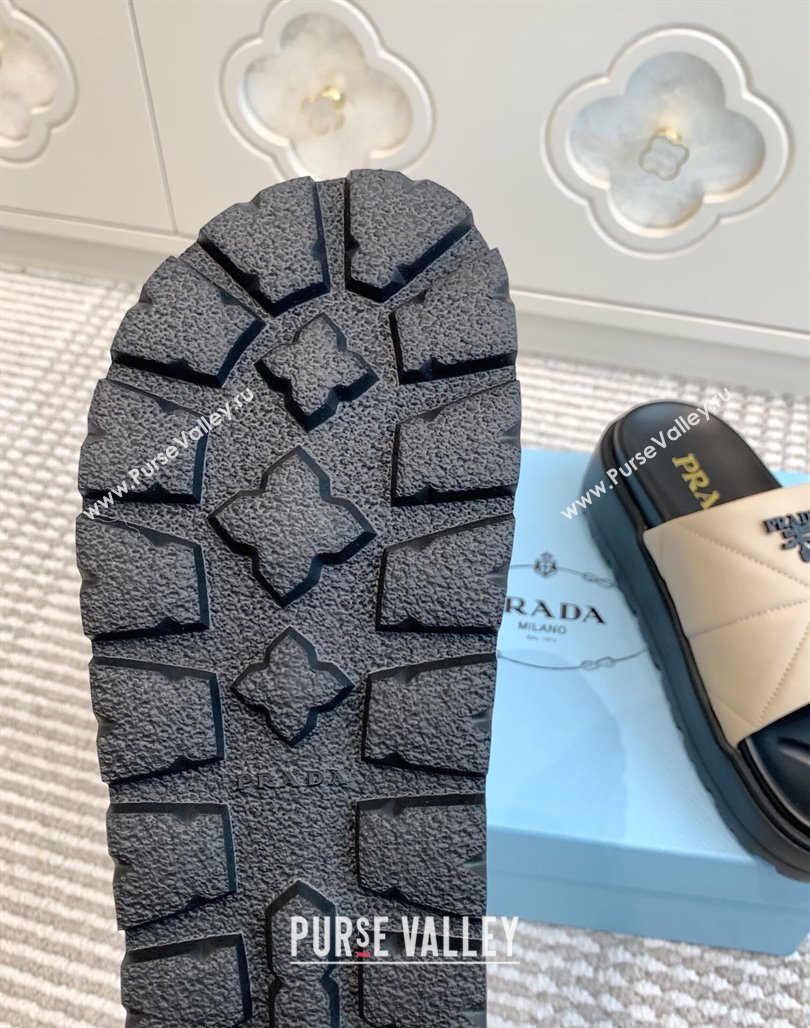 Prada Leather Platform Slides Sandal 4.5cm Light Beige 2025 PR042403 (MD-250424115)