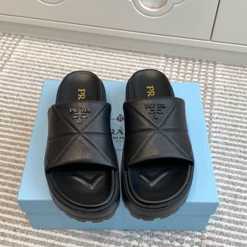 Prada Leather Platform Slides Sandal 4.5cm Black 2025 PR042403 (MD-250424116)