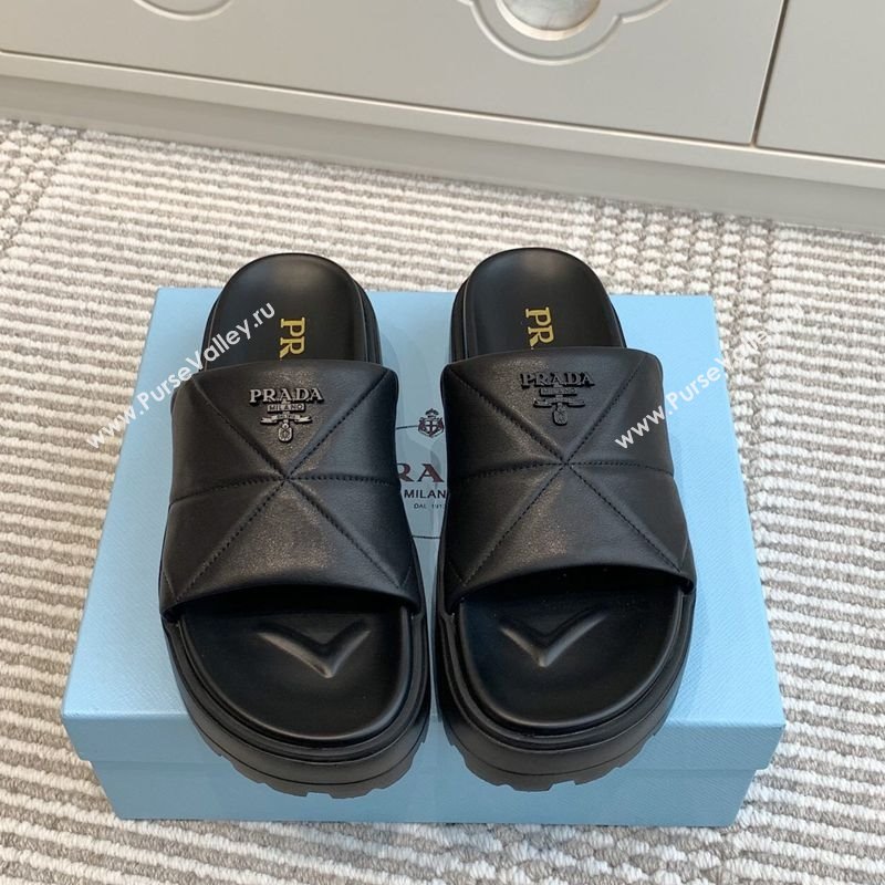 Prada Leather Platform Slides Sandal 4.5cm Black 2025 PR042403 (MD-250424116)