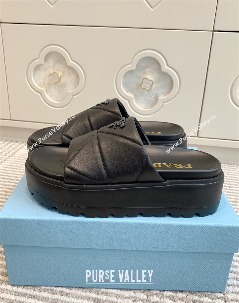Prada Leather Platform Slides Sandal 4.5cm Black 2025 PR042403 (MD-250424116)