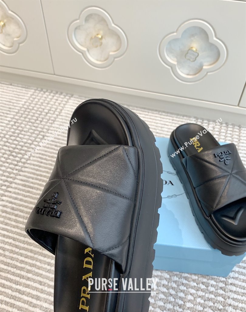Prada Leather Platform Slides Sandal 4.5cm Black 2025 PR042403 (MD-250424116)