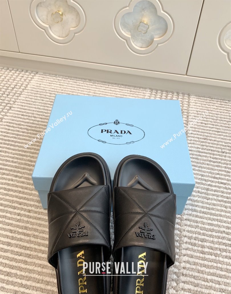 Prada Leather Platform Slides Sandal 4.5cm Black 2025 PR042403 (MD-250424116)