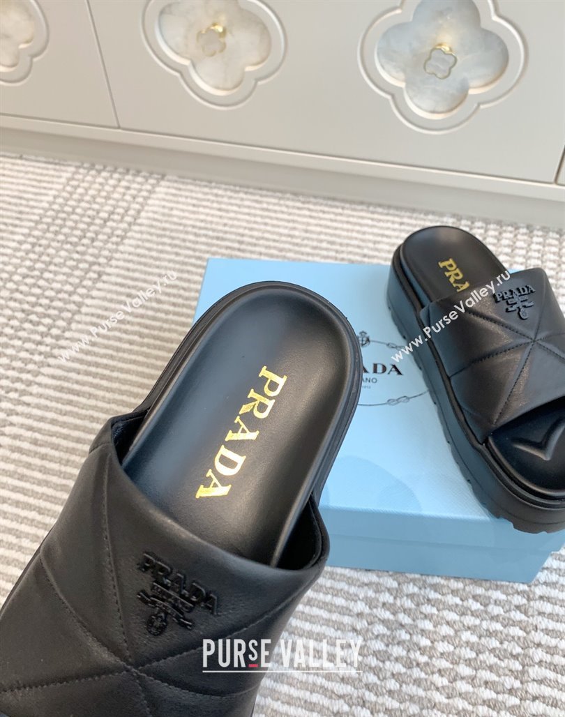 Prada Leather Platform Slides Sandal 4.5cm Black 2025 PR042403 (MD-250424116)