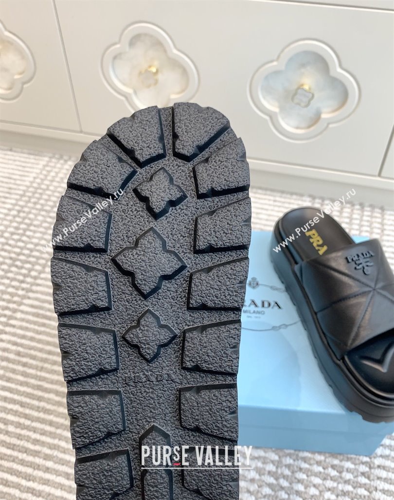 Prada Leather Platform Slides Sandal 4.5cm Black 2025 PR042403 (MD-250424116)