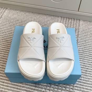 Prada Leather Platform Slides Sandal 4.5cm White 2025 PR042403 (MD-250424117)