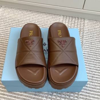 Prada Leather Platform Slides Sandal 4.5cm Brown 2025 PR042403 (MD-250424118)