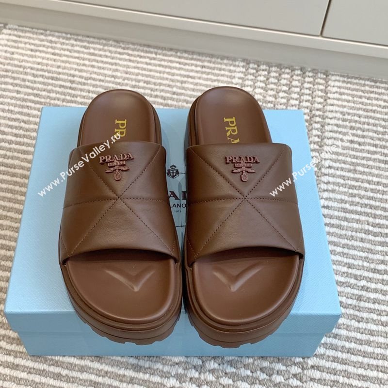 Prada Leather Platform Slides Sandal 4.5cm Brown 2025 PR042403 (MD-250424118)
