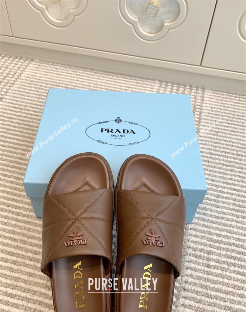 Prada Leather Platform Slides Sandal 4.5cm Brown 2025 PR042403 (MD-250424118)