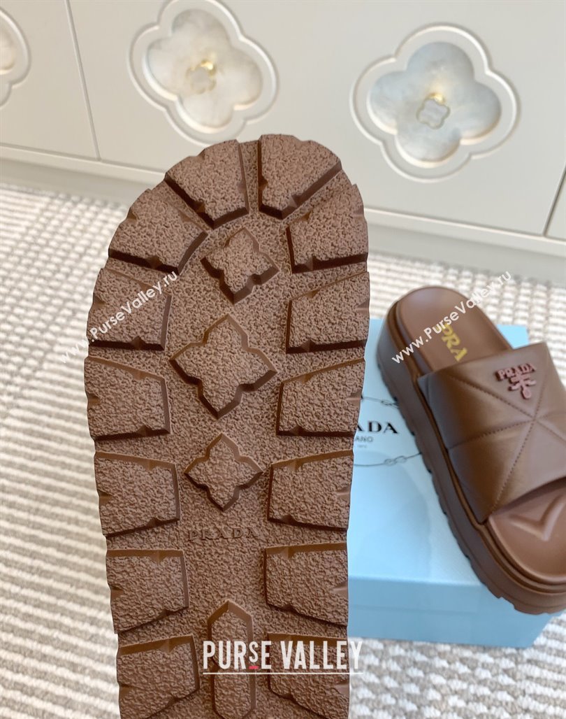 Prada Leather Platform Slides Sandal 4.5cm Brown 2025 PR042403 (MD-250424118)