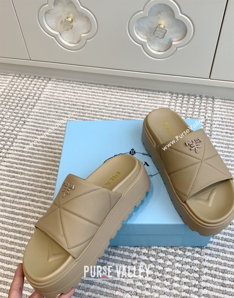 Prada Leather Platform Slides Sandal 4.5cm Beige2 2025 PR042403 (MD-250424119)