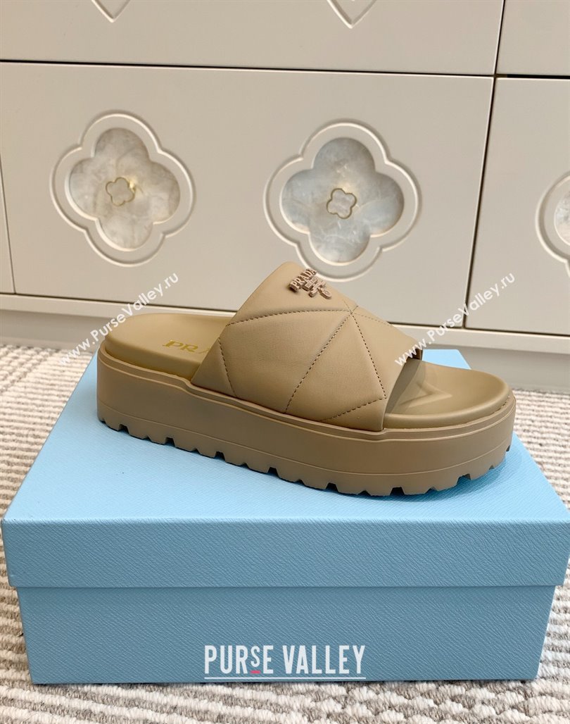 Prada Leather Platform Slides Sandal 4.5cm Beige2 2025 PR042403 (MD-250424119)