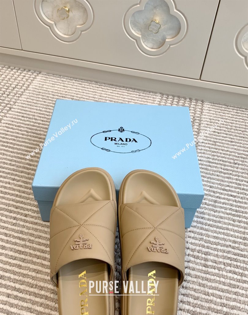 Prada Leather Platform Slides Sandal 4.5cm Beige2 2025 PR042403 (MD-250424119)