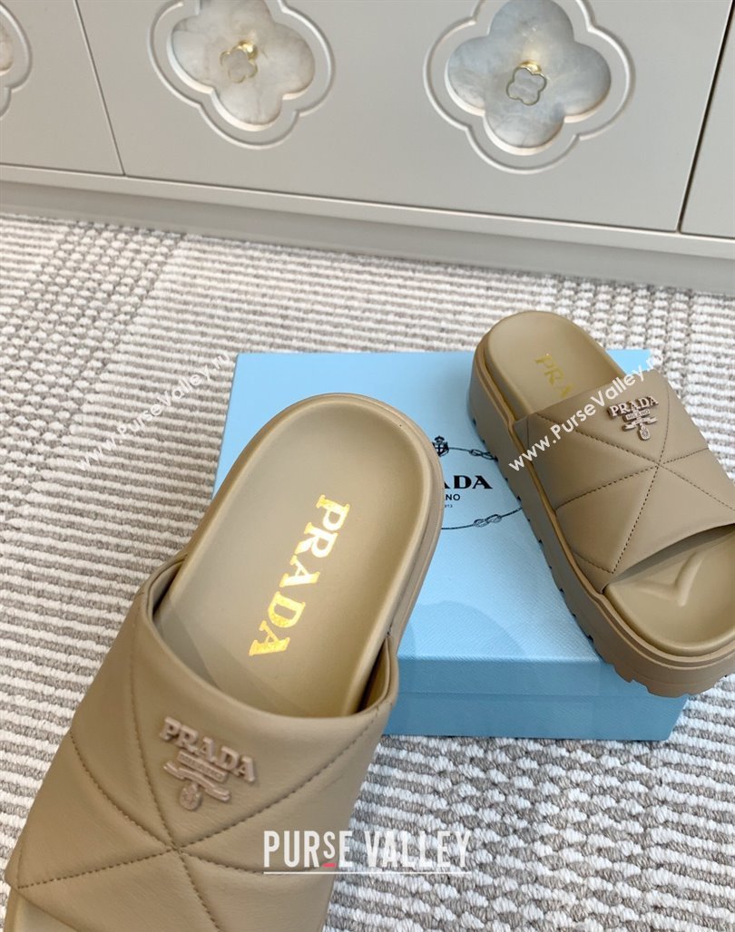 Prada Leather Platform Slides Sandal 4.5cm Beige2 2025 PR042403 (MD-250424119)