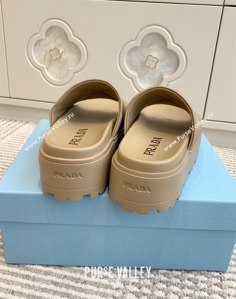 Prada Leather Platform Slides Sandal 4.5cm Beige2 2025 PR042403 (MD-250424119)