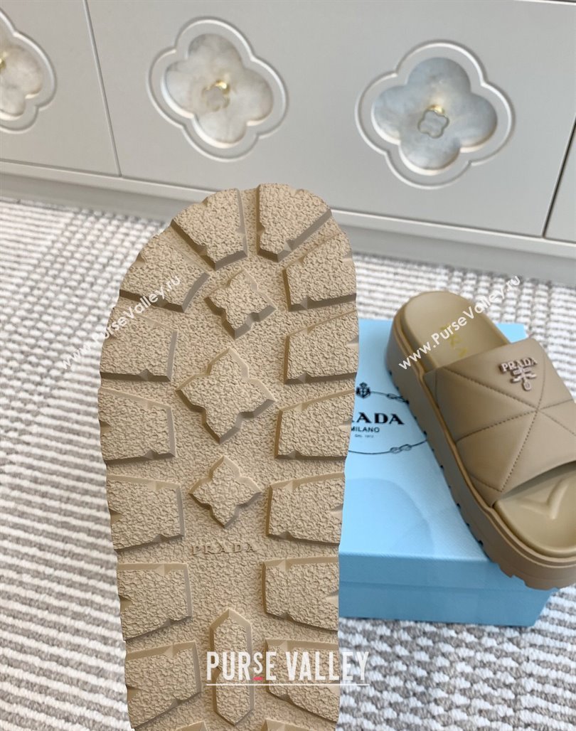 Prada Leather Platform Slides Sandal 4.5cm Beige2 2025 PR042403 (MD-250424119)