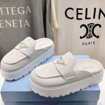 Prada Suede Platform Mules White 2025 1XZ778 (MD-250424087)