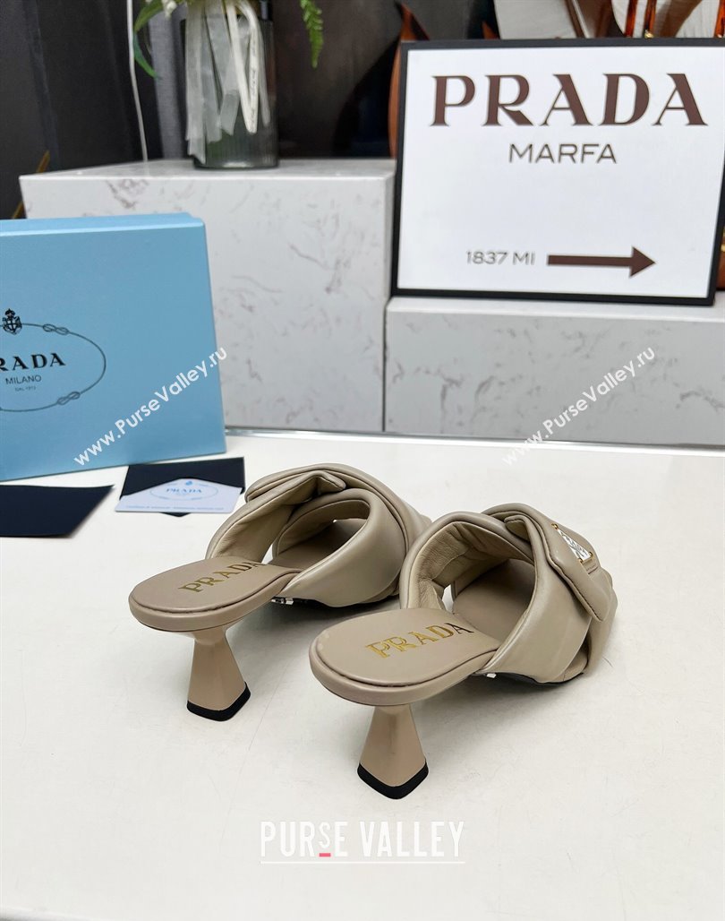 Prada Padded nappa leather heel slides sandal 6cm Grey 2025 1XX754 (MD-250424133)