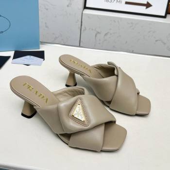 Prada Padded nappa leather heel slides sandal 6cm Grey 2025 1XX754 (MD-250424133)