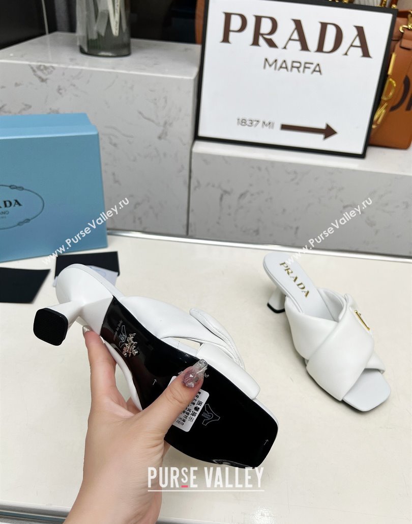 Prada Padded nappa leather heel slides sandal 6cm White 2025 1XX754 (MD-250424134)