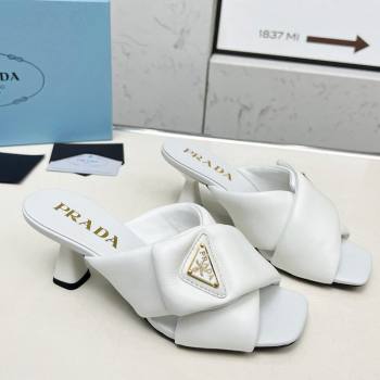 Prada Padded nappa leather heel slides sandal 6cm White 2025 1XX754 (MD-250424134)