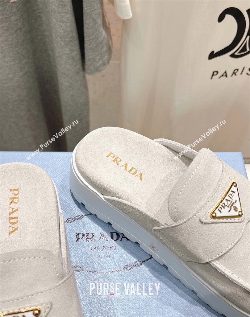 Prada Suede Platform Mules White 2025 1XZ778 (MD-250424087)