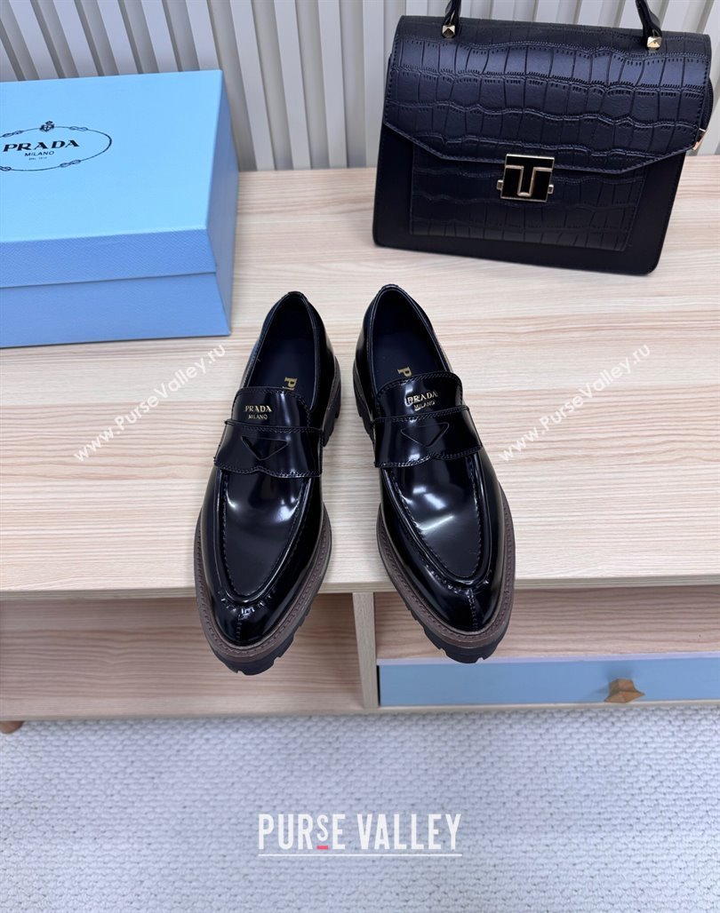 Prada Brushed Leather loafers Black 2025 1D877N (MD-250424126)