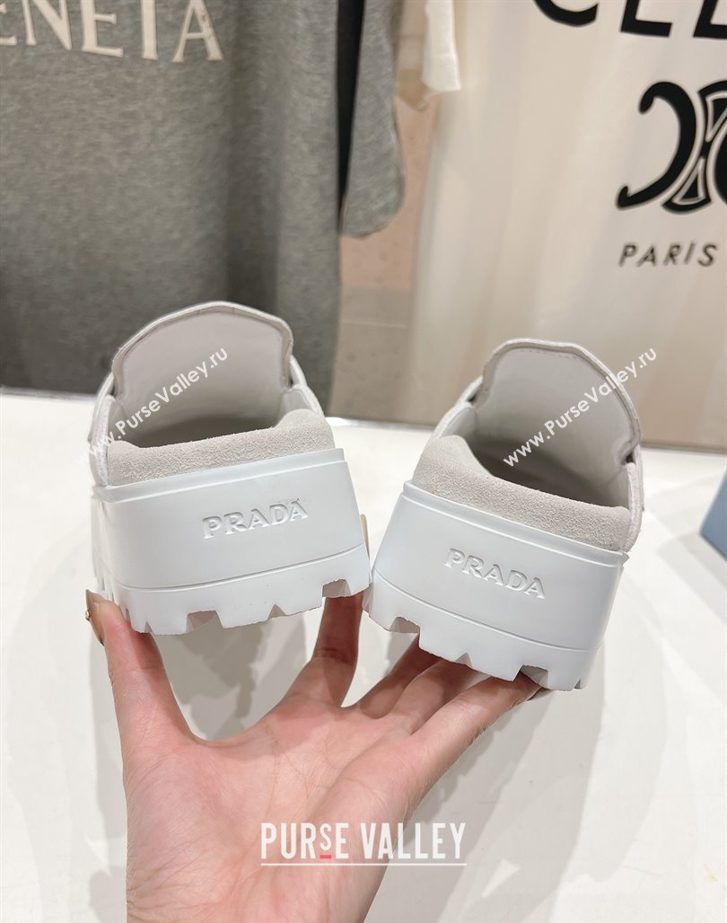 Prada Suede Platform Mules White 2025 1XZ778 (MD-250424087)