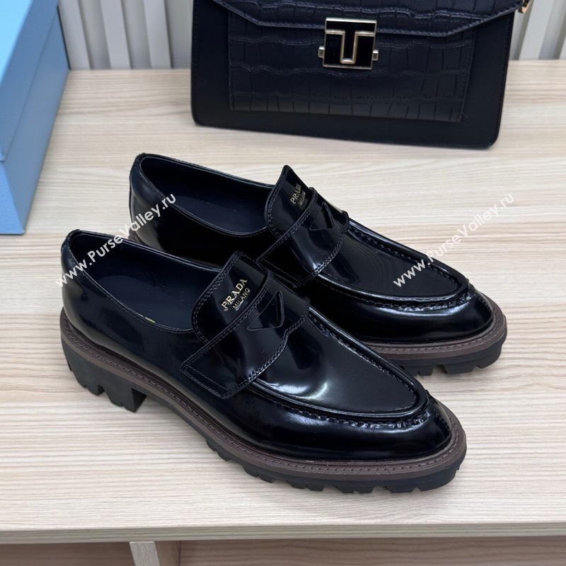 Prada Brushed Leather loafers Black 2025 1D877N (MD-250424126)