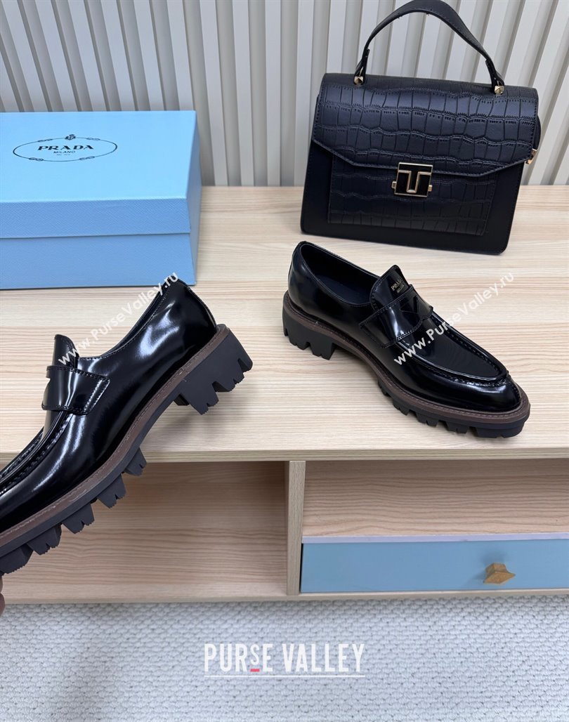 Prada Brushed Leather loafers Black 2025 1D877N (MD-250424126)