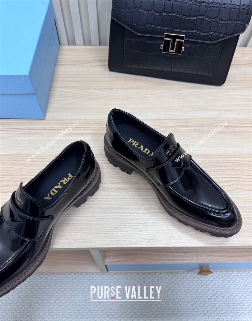 Prada Brushed Leather loafers Black 2025 1D877N (MD-250424126)