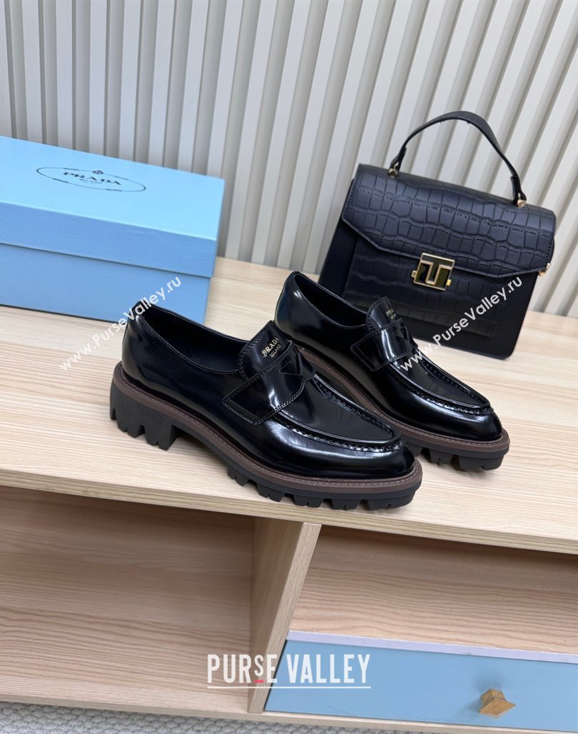 Prada Brushed Leather loafers Black 2025 1D877N (MD-250424126)