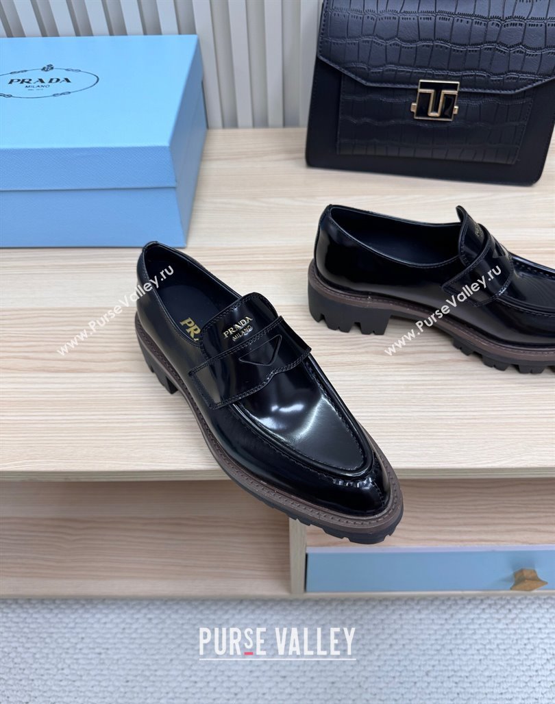 Prada Brushed Leather loafers Black 2025 1D877N (MD-250424126)