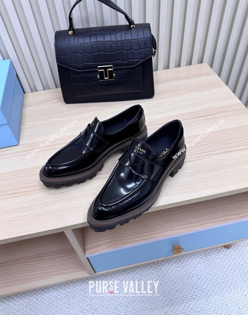 Prada Brushed Leather loafers Black 2025 1D877N (MD-250424126)