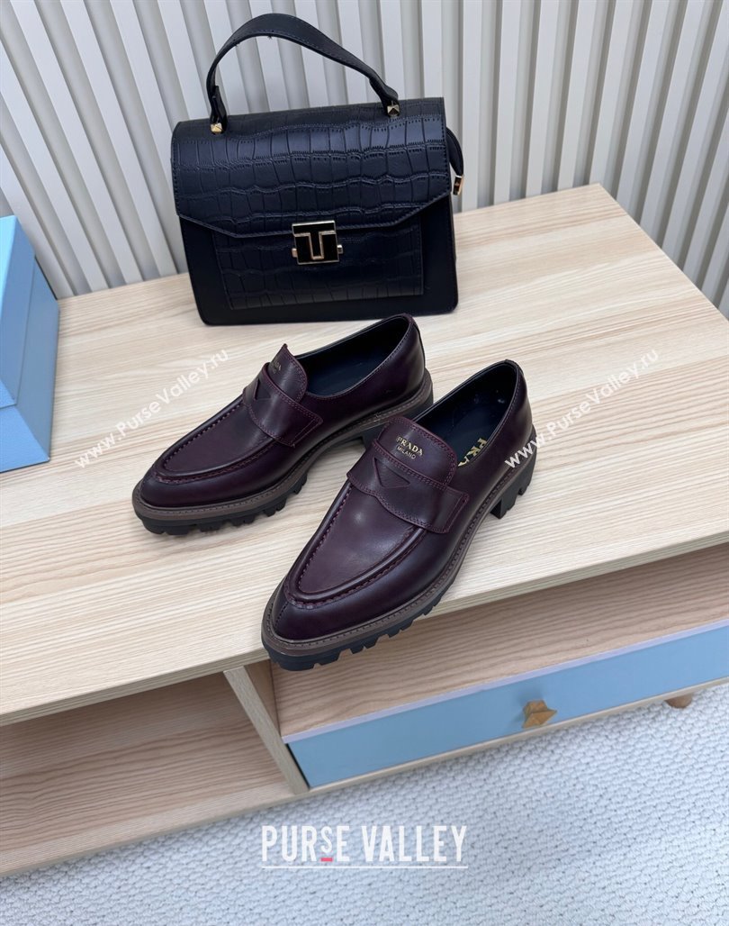 Prada Leather loafers Purple 2025 1D877N (MD-250424127)