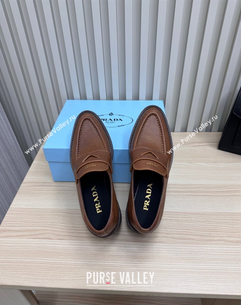 Prada Leather loafers Brown 2025 1D877N (MD-250424128)